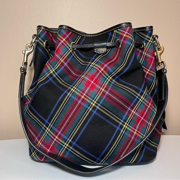 NWT Dooney & Bourke Tartan Drawstring Handbag - Picture 3 of 11
